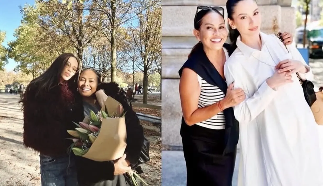 Alyssa Daguise juga mengunggah potret dirinya bersama sang ibunda. Alyssa tampil mengenakan dress putih dan ibundanya dengan tantop garis hitam putih dipadukan rok hitam.[@alyssadaguise]