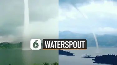 Fenomena alam Waterspout di danau ini terlihat menakjubkan.