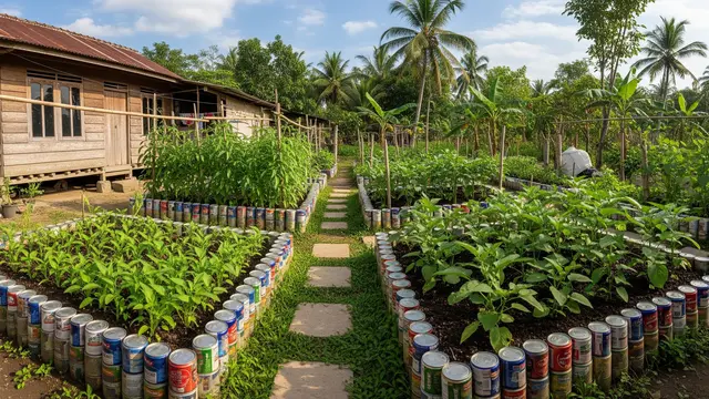 Barang Bekas yang Bisa Jadi Pembatas Bedeng Kebun Model Kaleng Bekas