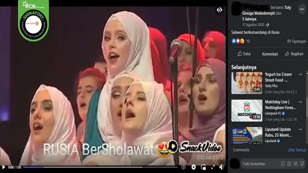 Gambar Tangkapan Layar Video yang Diklaim Selawat Berkumandang di Rusia (sumber: Facebook).
