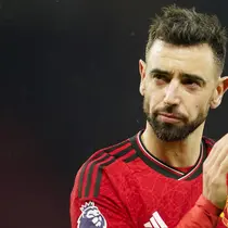 Bruno Fernandes sempat kandas mengksekusi penalti menjadi gol. Meski begitu, sang kapten sukses secara konsisten meneror pertahanan Chelsea, baik di babak pertama maupun kedua. (AP Photo/Dave Thompson)