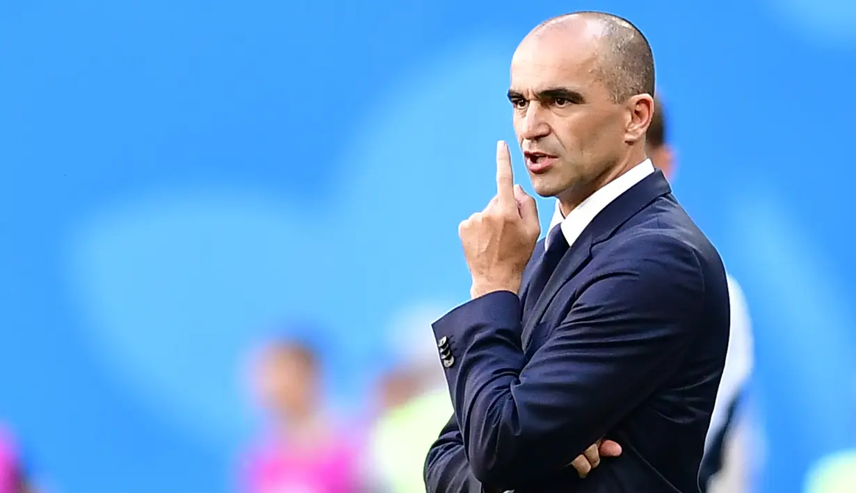4. Roberto Martinez - namnya kian harum usai berhasil membawa timnas Belgia tampil apik di Piala Dunia 2018. Penampilan apiknya membuat Real Madrid kepincut dengan pelatih 45 tahun tersebut.   (AFP/Giuseppe Cacace)