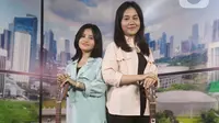 Mayang dan Chika saat perform setelah tampil dalam acara Podcast di studio Liputan6.com, Jakarta, Rabu (19/1/2022). Dalam acara bincang ringan tersebut, adik dari mendiang Vannesa Angel tersebut banyak bercerita seputar kehidupan dan karier. (Liputan6.com/Helmi Fithriansyah)