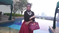 Cynthiara Alona saat ditemui di kawasan Senayan untuk menghadiri pesta ulang tahun pertama anak Shinta Bachir. (3/9/2016)