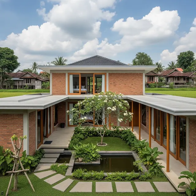 Inspirasi Rumah Atap Datar Model Pendopo di Desa