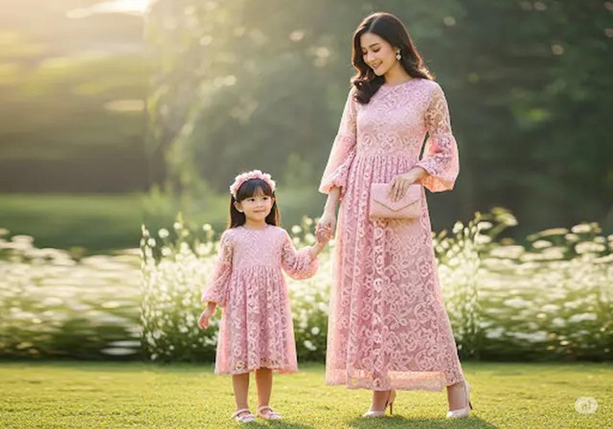 10 Model Baju Brokat Anak Kembaran dengan Ibu untuk Pesta yang Anggun dan Elegan