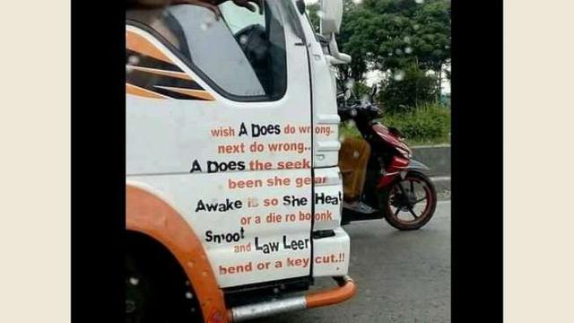 7 Potret Quote Nyeleneh Bahasa Inggris di Truk Ini Kocak