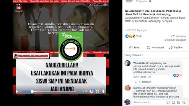 Cek Fakta Hoaks Cerita Siswi Smp Yang Durhaka Berubah Jadi Anjing Cek Fakta Liputan6 Com