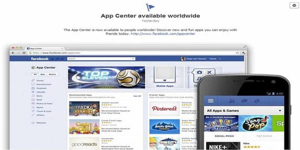 Facebook App Center dan fitur lain