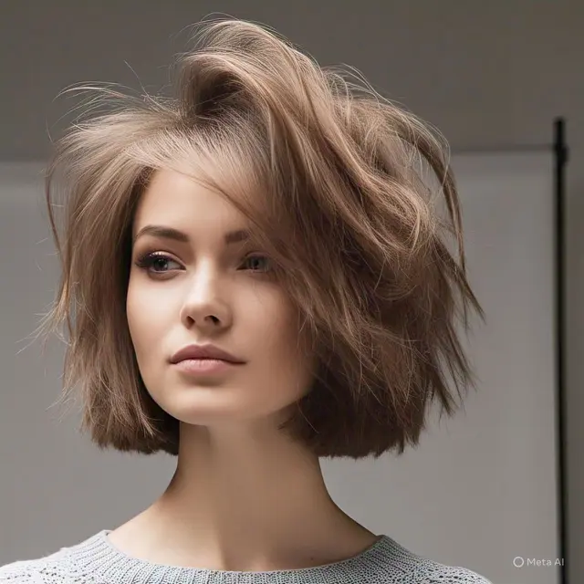 Model Rambut Layer Sebahu untuk Wajah Bulat Bob Bertekstur