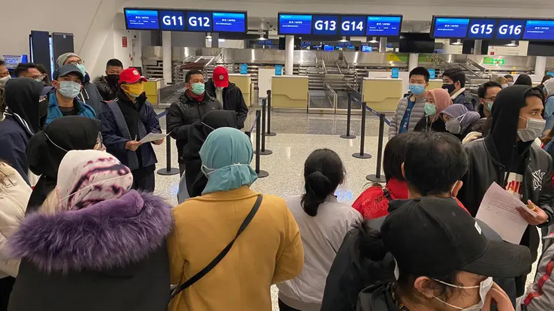 Suasana Evakuasi 245 WNI di Bandara Tianhe Wuhan