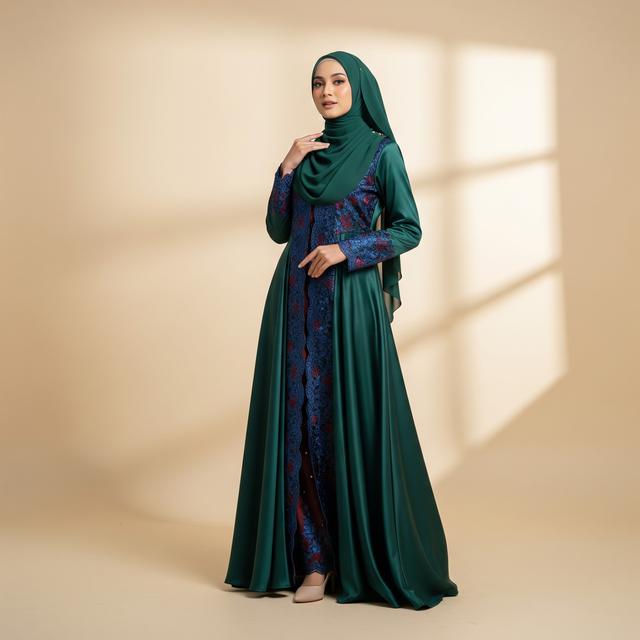 7. Gamis Abaya Brokat untuk Momen Spesial