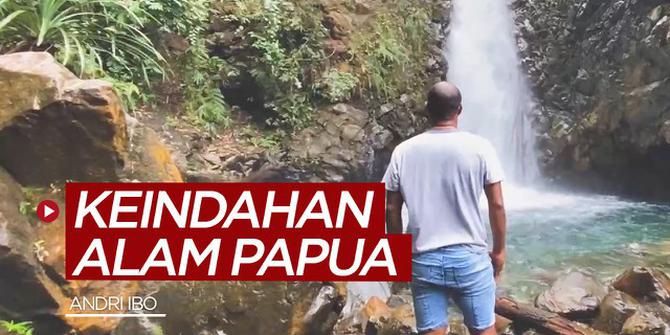 VIDEO: Mantan Bek Timnas Indonesia, Andri Ibo Pamerkan Keindahan Air Terjun Kampung Harapan di Papua