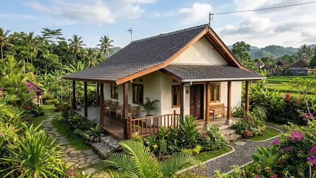 Rumah Desa dengan Teras Samping