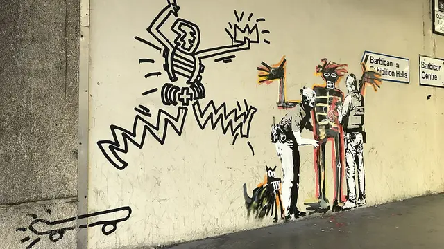 Salah satu lukisan karya Banksy, "Basquiat " (wikimedia commons)