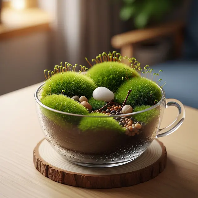 Lumut dan Terrarium Mini yang Bisa Jadi Media Relaksasi Sederhana di Rumah (Gemini AI)