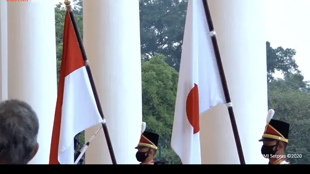 Bendera kedua negara, Jepang dan Indonesia sebagai simbol hubungan diplomatik.