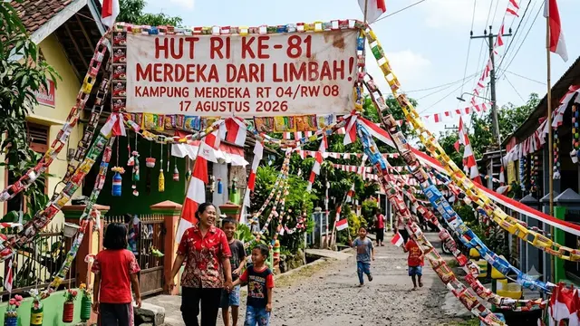 Desain Dekorasi HUT RI dari Limbah Plastik yang Murah tapi Mencuri Perhatian/AI Generated