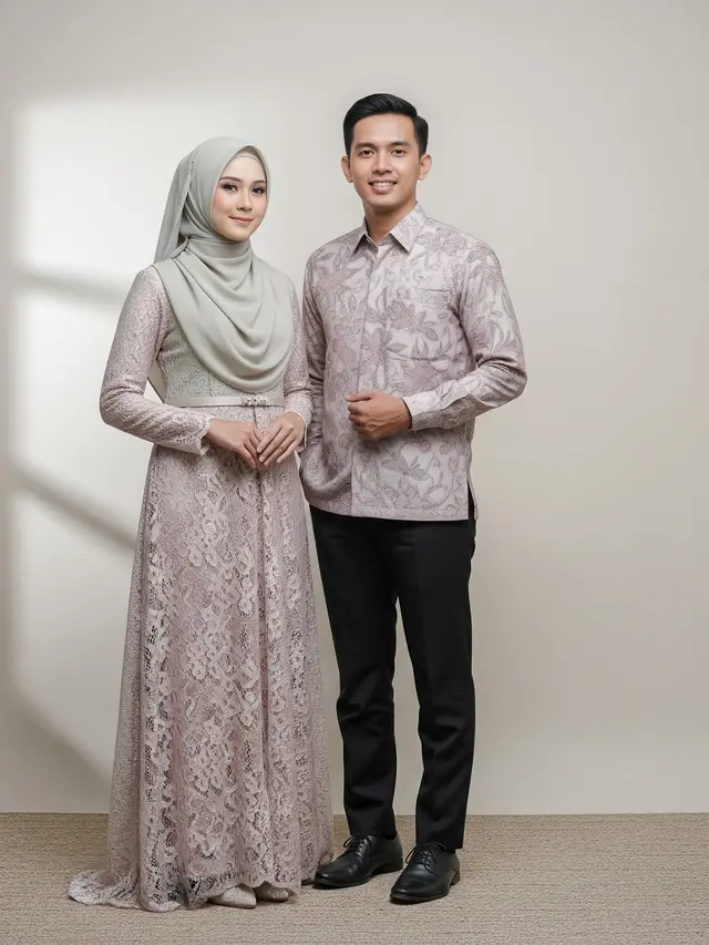 Model Baju Bridesmaid Couple Model Gamis Brokat dan Koko Batik Pria