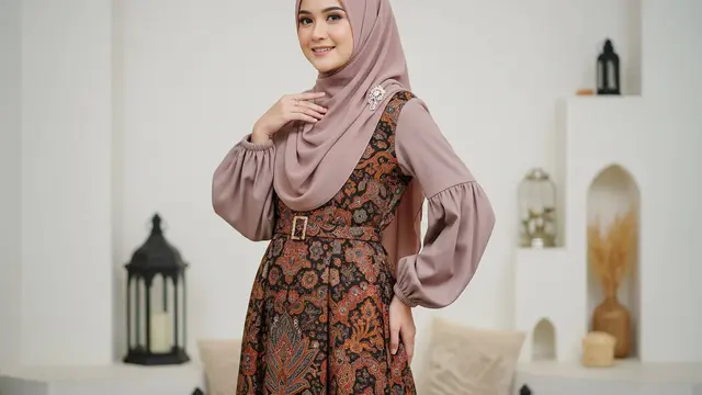 Model Gamis Batik Kombinasi Polos untuk Ibu-Ibu Pengajian Ramadan 2026