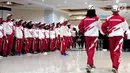 Para atlet menghadiri upacara Pengukuhan Kontingen Indonesia untuk SEA Games Kuala Lumpur 2017 di Auditorium Wisma Menpora, Jakarta, Rabu (8/2). Sekitar 250 perwakilan atlet dan 55 ofisial menghadiri upacara tersebut. (Liputan6.com/Helmi Afandi)