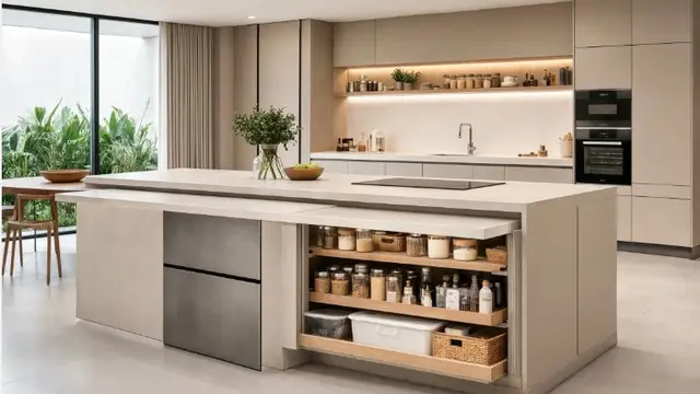 Model Dapur dengan Pantry Tersembunyi (AI Generated)