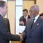 Presiden Joko Widodo bertemu dengan mantan Sekretaris Jenderal Persatuan Bangsa-Bangsa Kofi Annan