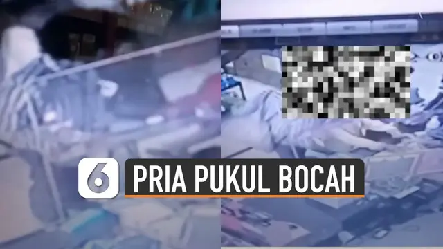 Terekam kamera cctv seorang pria tega memukul bocah karena tersenggol sarung.