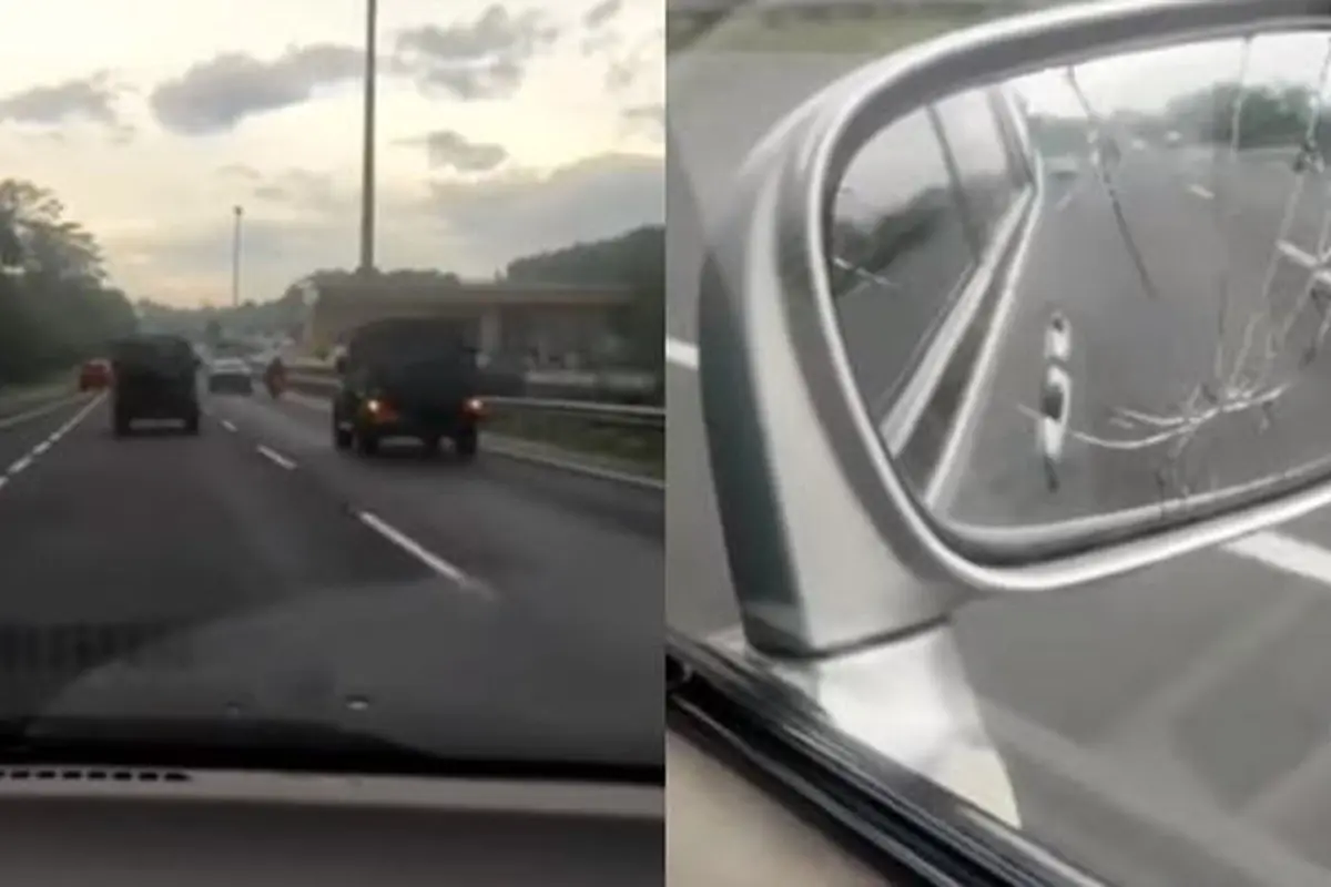 Paspampres pecahkan kaca spion mobil (Instagram/taufan_gilbert)