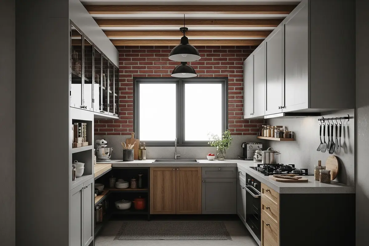 Dapur Industrial dengan Kabinet Fungsional