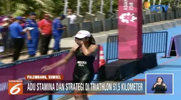 Atlet Triathlon Putri Indonesia, Andi Almeera, berhasil finis di urutan ke-17 usai berenang sejauh 1,5 km, bersepeda 40 km, dan berlari 10 km.