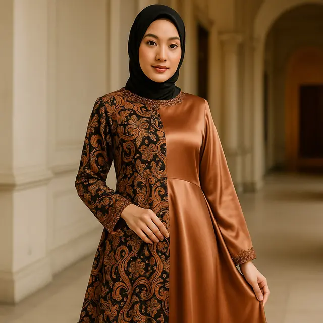 Model Batik Kombinasi Satin Modern Terbaru