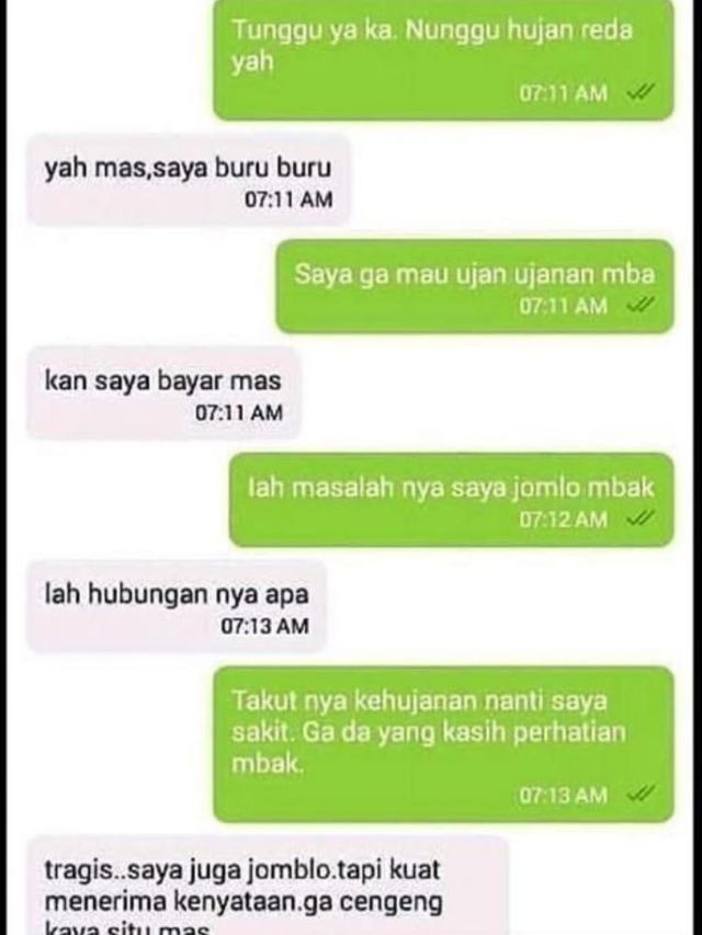 7 Chat Absurd Driver Ojek Online dan Penumpang, Bikin Mesem-Mesem