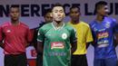 Pemain PSS Sleman berpose saat Peluncuran Shopee Liga 1 di SCTV Tower, Jakarta, Senin (13/5). Sebanyak 18 klub akan bertanding pada Liga 1 mulai tanggal 15 Mei. (Bola.com/Vitalis Yogi Trisna)