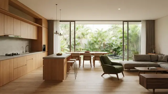 Ide Desain Dapur dan Ruang Tamu Menyatu untuk Rumah Modern