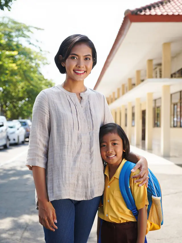 Baju Ibu Antar Anak Sekolah