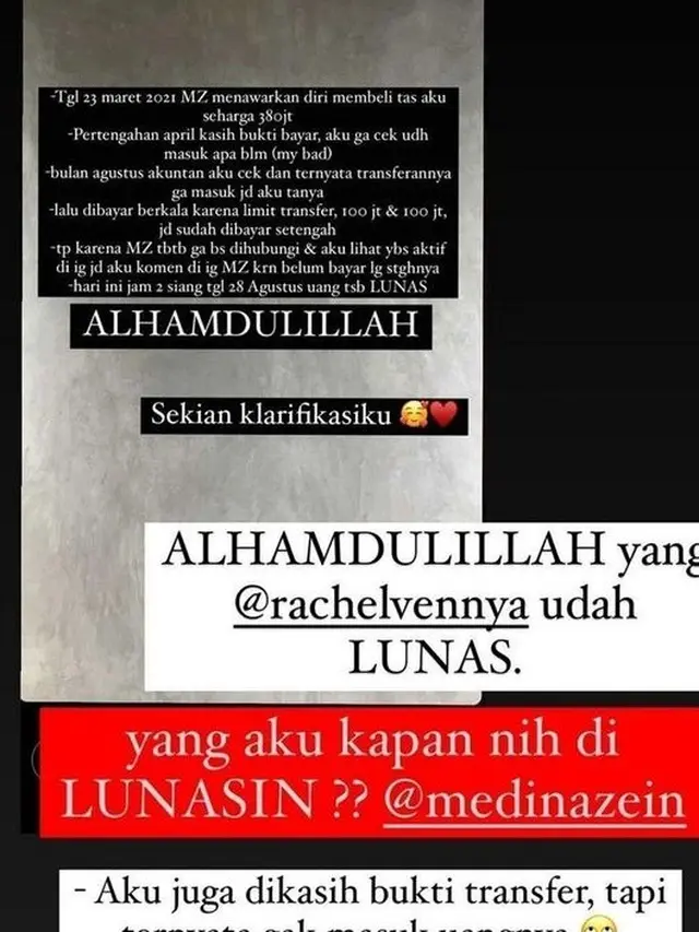 Medina Zein Ditagih Utang Oleh Rachel Vennya, Ini 5 Fakta-Faktanya