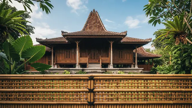 Model Pagar Bambu Klasik untuk Rumah Gaya Tradisional Jawa/Gemini AI