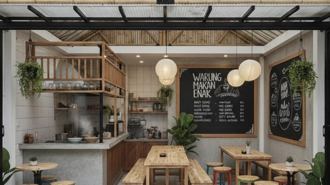 Ilustrasi Warung Makan Kecil Tetap Terlihat Luas