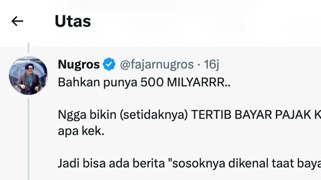 Cuitan Fajar Nugros soal Rafael Alun Trisambodo. (Foto: Dok. Twitter @fajarnugros)
