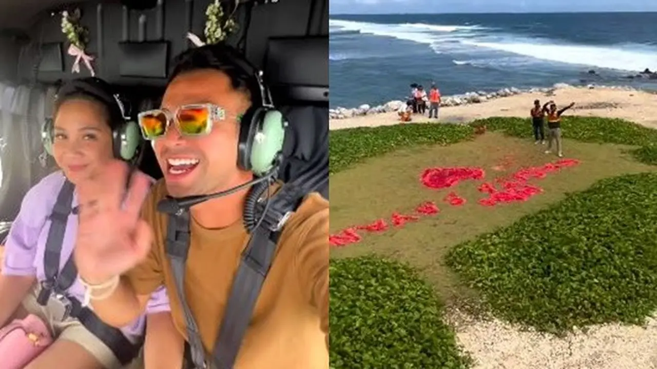 6 Potret Ultah Nagita Slavina Diajak Naik Helikopter dan Piknik ke Pulau Kecil