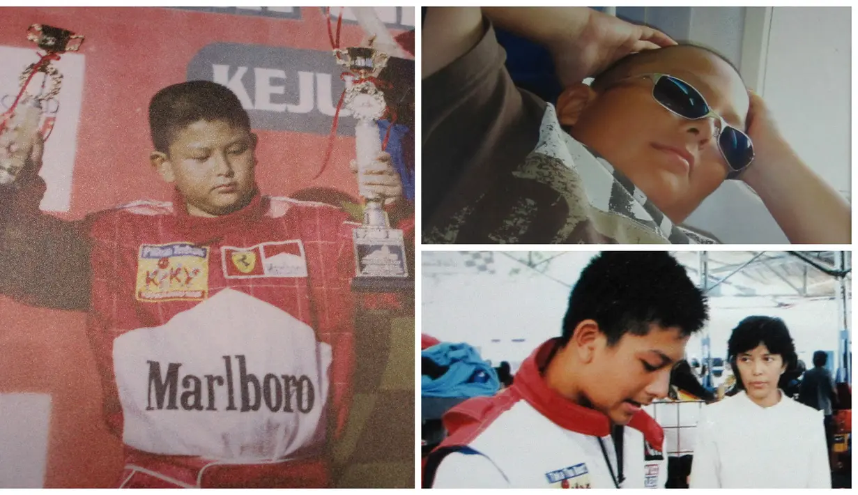 Imutnya masa kecil Rio Haryanto saat balapan karting. (Bola.com/Dok.pribadi)