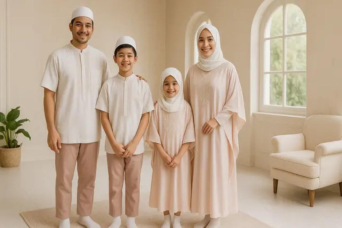 6 Inspirasi Model Outfit Sholat Ied Keluarga 2025 yang Serasi dan Adem, Tampil Kompak di Momen Spesial