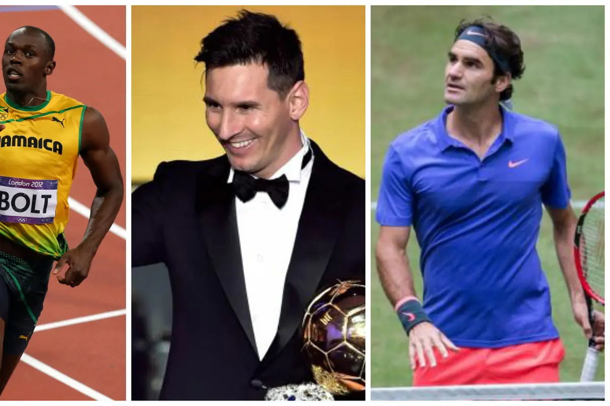 Usain Bolt, Lionel Messi, Roger Federer