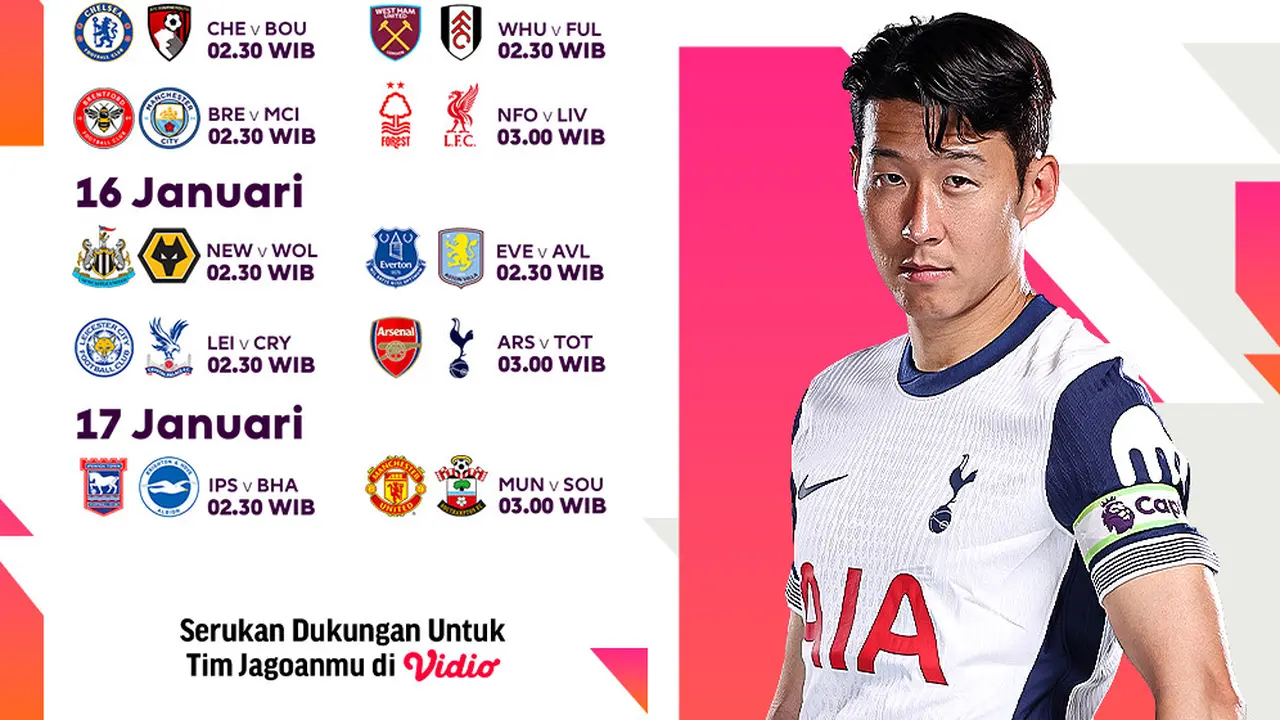Jadwal Big Match Liga Inggris: Arsenal vs Tottenham di Vidio