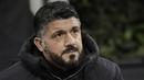 Pelatih AC Milan, Gennaro Gattuso, saat melawan F91 Dudelange pada laga Liga Europa di Stadion San Siro, Kamis (29/11). AC Milan menang 5-2 atas F91 Dudelange. (AP/Luca Bruno)
