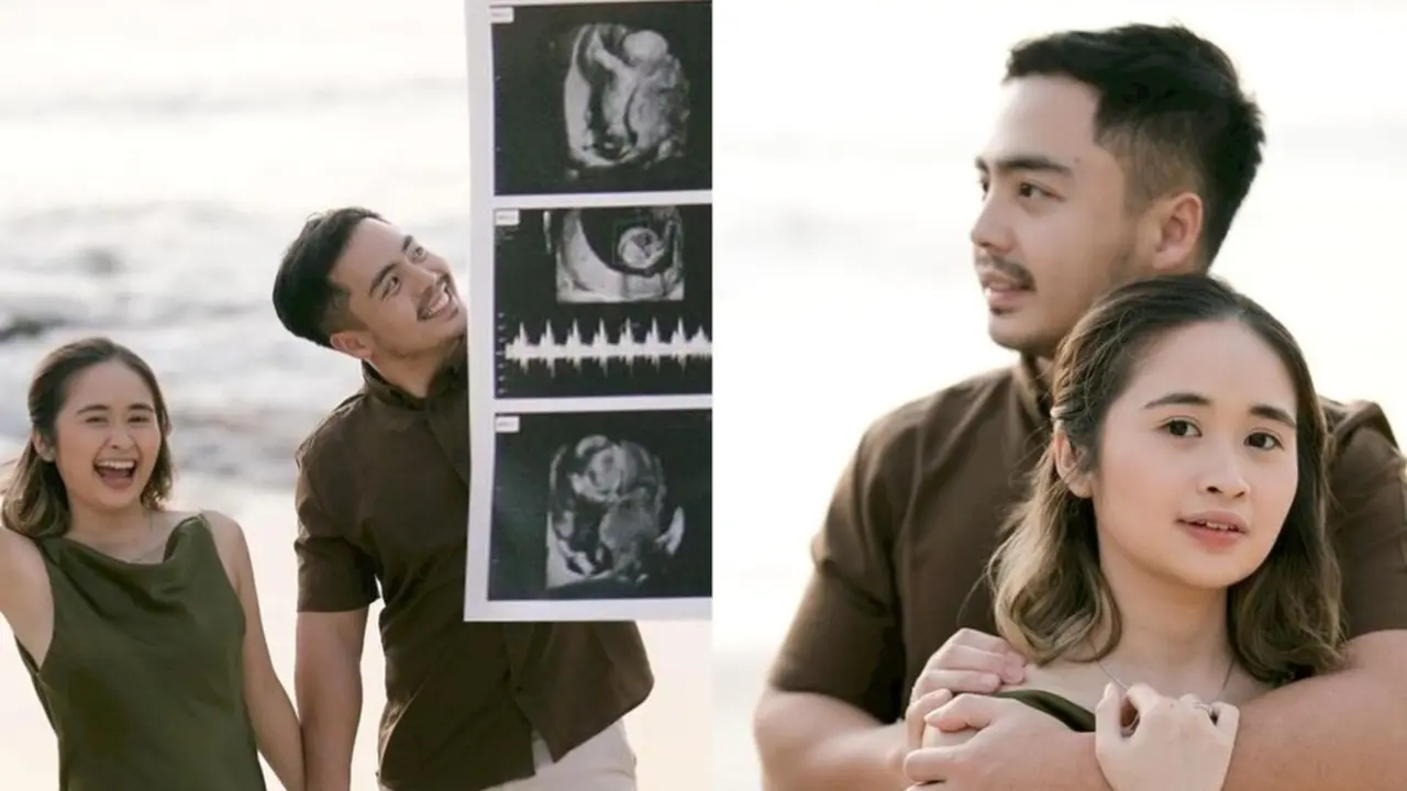 6 Gaya Maternity Shoot Gritte Agatha yang Tengah Hamil Anak Pertama, Elegan Bergaun Hijau Berpose di Pantai