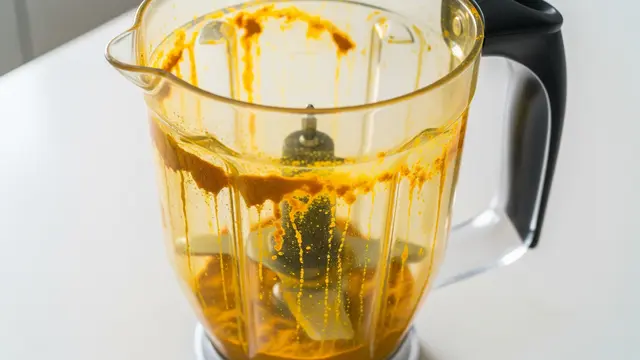 Noda Bekas Kunyit di Blender