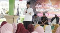 Gus Fawait, Presiden Laskar Sholawat Nusantara mengisi ceramah Maulid Nabi Muhammad di depan ratusan emak-emak di Jember. (Istimewa).