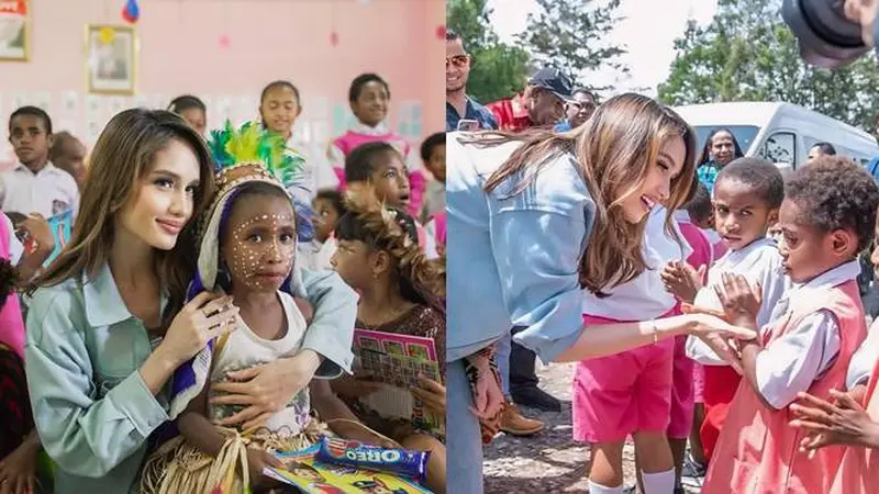 7 Potret Cinta Laura Kunjungi Sekolah Papua, Selalu Jadi Inspirasi